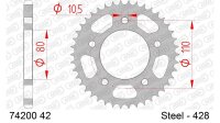 DC AFAM Stahl-Kettenrad 428 - 42Z (Silber) 74200-42| ID 80 LK 110 5-Loch