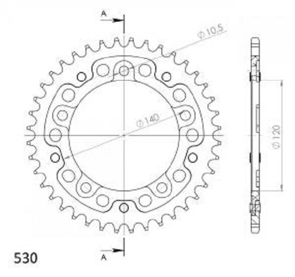 Supersprox Stealth-Kettenrad 530 - 40Z (blau) RST-1800:40-BLU|ID 120,0 LK 140,0 5-Loch