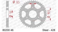 DC AFAM Stahl-Kettenrad 428 - 46Z (Silber) 80200-46| ID 55 LK 90,5 3-Loch