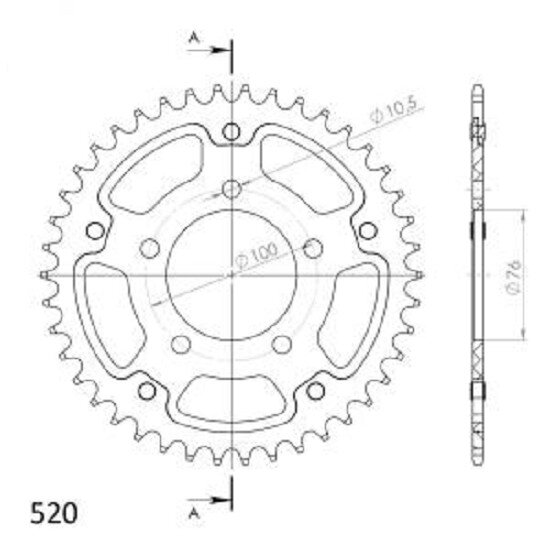 Supersprox Stealth-Kettenrad 520 - 42Z (orange) RST-7091:42-ORG|ID 76,0 LK 100,0 5-Loch