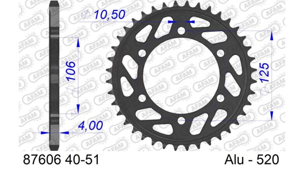 DC AFAM Alu-Kettenrad 520 - 47Z (Gun Metal) 87606-47 | ID 106 LK 125 6-Loch