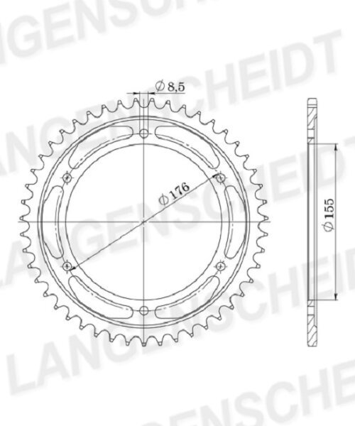 Supersprox Alu-Kettenrad 520 - 45Z (hart eloxiert) ID 155,0 LK 176,0 6-Loch