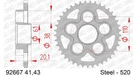 DC AFAM Stahl-Kettenrad 520 - 43Z (Silber) 92667-43| ID 61 LK 110 5-Loch