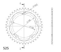 Supersprox Stahl-Kettenrad 525 - 41Z (schwarz) RFE-614:41-BLK|ID 132,0 LK 152,0 5-Loch