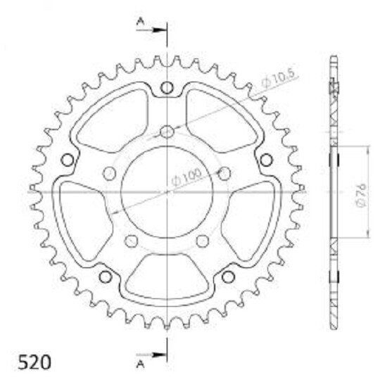 Supersprox Stealth-Kettenrad 520 - 43Z (rot) RST-7091:43-RED|ID 76,0 LK 100,0 5-Loch