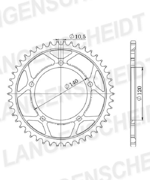 Esjot Alu-Kettenrad 530 - 41Z (silber) 51-35052-41|ID 120,0 LK 140,0 5-Loch/5-Loch