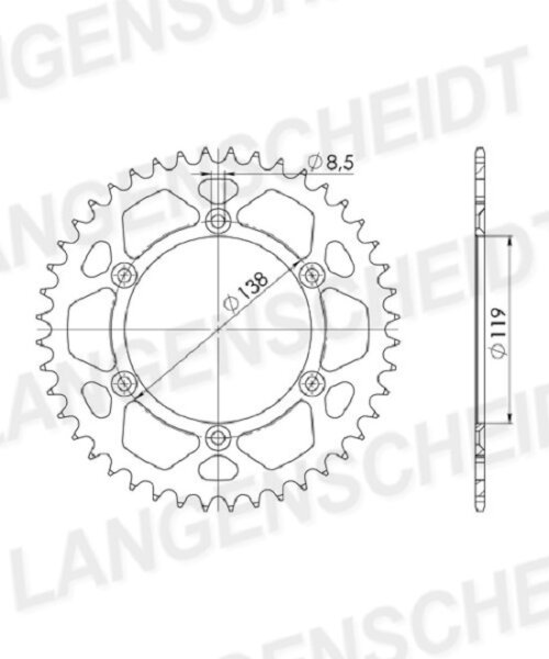 Supersprox Alu-Kettenrad 520 - 41Z (silber) ID 119,0 LK 138,0 6-Loch