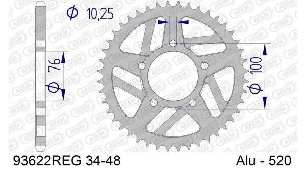 DC AFAM Alu-Kettenrad 520 - 39Z (Gun Metal) 93622-39 | ID 76 LK 100 5-Loch