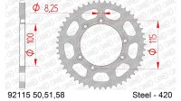 DC AFAM Stahl-Kettenrad 420 - 50Z (Silber) 92115-50| ID 100 LK 115 6-Loch