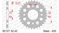 DC AFAM Stahl-Kettenrad 420 - 32Z (Silber) 92127-32| ID 50 LK 80 4-Loch