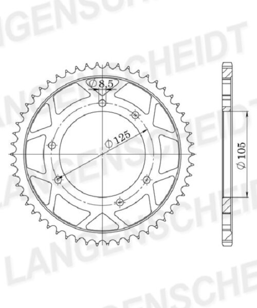 Supersprox Stahl-Kettenrad 428 - 52Z (schwarz) RFE-1134:52-BLK|ID 105,0 LK 125,0 6-Loch