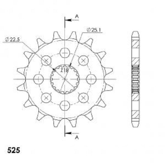 Supersprox Ritzel 525 - 16Z CST-1186:16|feinverzahnt 22,5/25,1