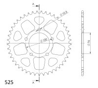 Supersprox Alu-Kettenrad 525 - 45Z (rot)...