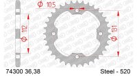 DC AFAM Stahl-Kettenrad 520 - 38Z (Silber) 74300-38| ID 112 LK 131 4-Loch