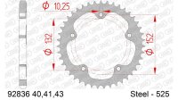DC AFAM Stahl-Kettenrad 525 - 43Z (Silber) 92836-43| ID 132 LK 152 5-Loch