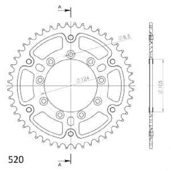 Supersprox Stealth-Kettenrad 520 - 48Z (orange) RST-151:48-ORG|ID 105,0 LK 124,0 9-Loch