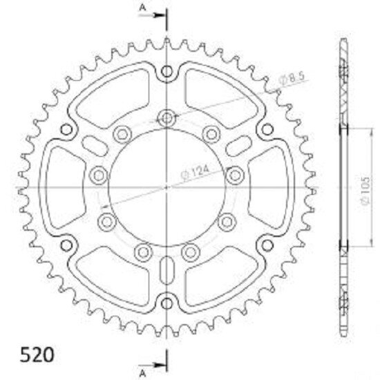 Supersprox Stealth-Kettenrad 520 - 51Z (silber) RST-151:51-SLV|ID 105,0 LK 124,0 9-Loch