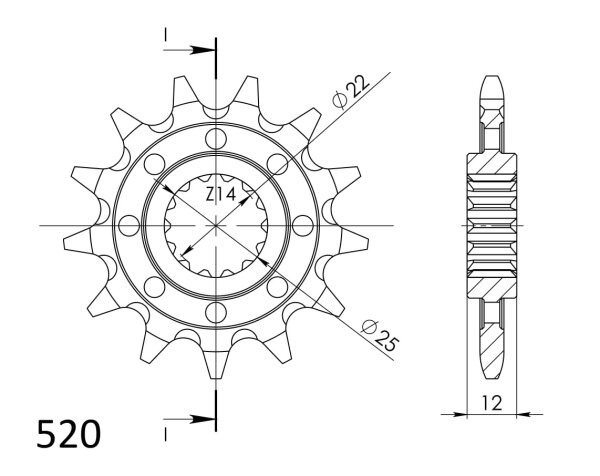 Supersprox Ritzel 520 - 13Z CST-715:13|feinverzahnt 22,0/25,0