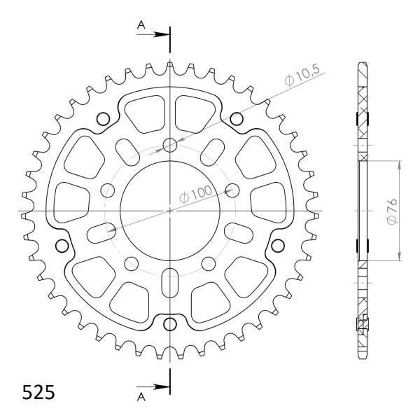 Supersprox Stealth-Kettenrad 525 - 41Z (blau) RST-7092:41-BLU|ID 76,0 LK 100,0 5-Loch