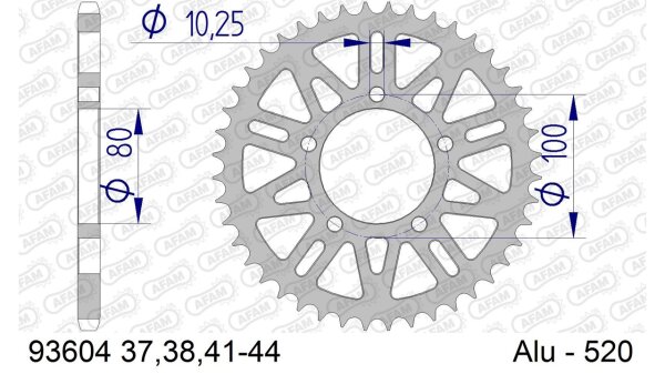 DC AFAM Alu-Kettenrad 520 - 41Z (Gun Metal) 93604-41 | ID 80 LK 100 5-Loch