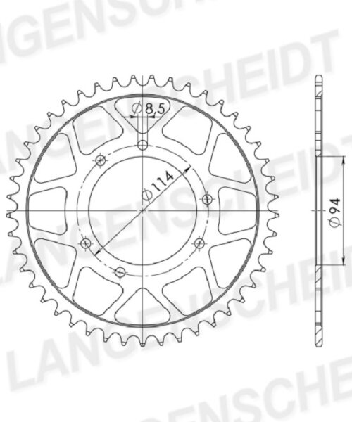 Supersprox Alu-Kettenrad 520 - 43Z (silber) ID 94,0 LK 114,0 6-Loch