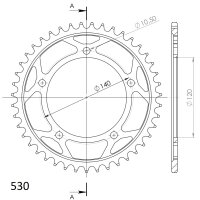 Supersprox Stahl-Kettenrad 530 - 43Z (schwarz) RFE-1800:43-BLK|ID 120,0 LK 140,0 5-Loch/5-Loch