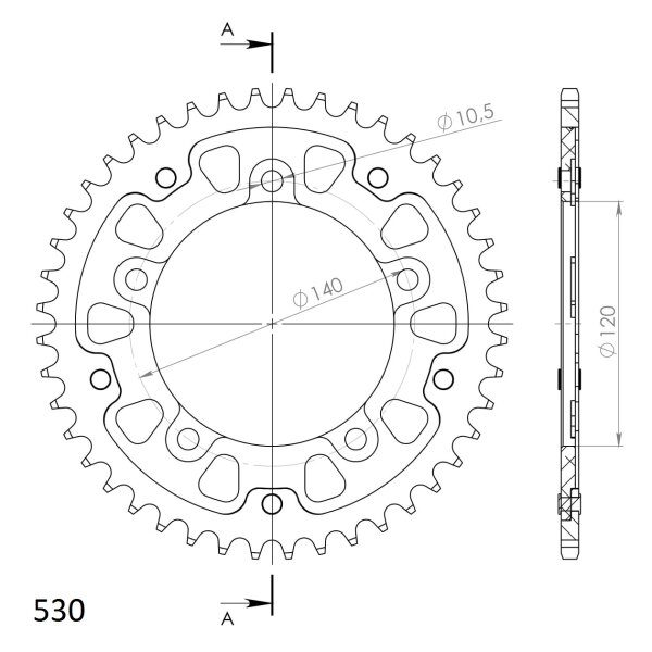 Supersprox Stealth-Kettenrad 530 - 43Z (rot) RST-1800:43-RED|ID 120,0 LK 140,0 5-Loch