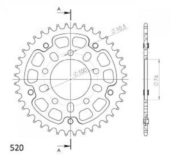 Supersprox Stealth-Kettenrad 520 - 40Z (rot) RST-7091:40-RED|ID 76,0 LK 100,0 5-Loch