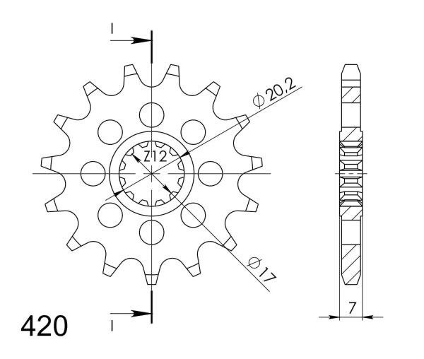 Supersprox Ritzel 420 - 12Z CST-1120:12|feinverzahnt 17,0/20,0