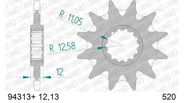 DC AFAM Ritzel 520 - 13Z 94313+13 | mit Schlammrille