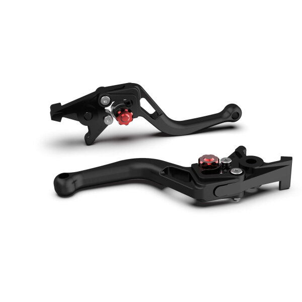 LSL Clutch lever BOW L02R, short, black pearl blasted/red