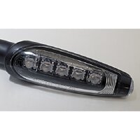 KOSO LED-Blinker, schwarz mattes Metallgehäuse, transparentes Glas