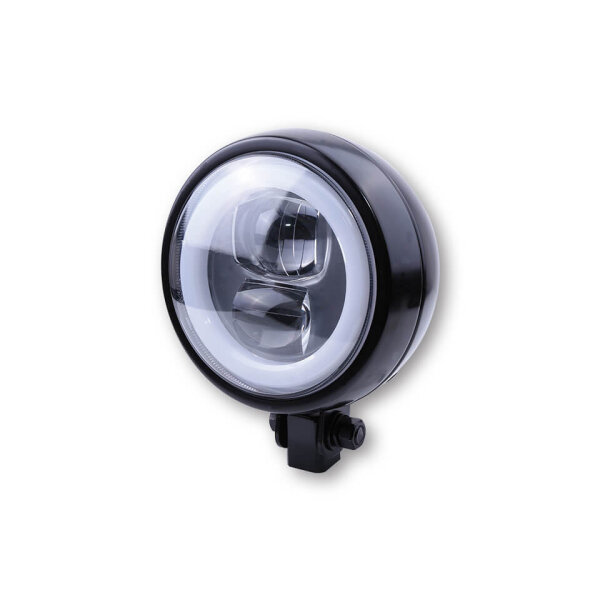 HIGHSIDER LED Scheinwerfer FLAT TYP 9 mit Standlichtring, schwarz, untere Befestigung