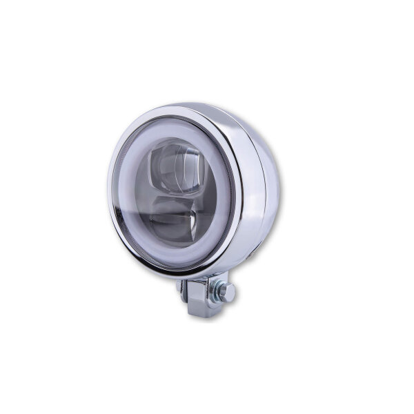 HIGHSIDER LED spotlight FLAT TYP 9 with parking light ring, chrome, lower mounting