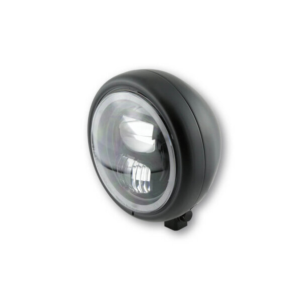 HIGHSIDER 5 3/4 inch LED headlamp PECOS TYPE 7 with parking light ring, matt black, lower fix.