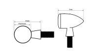 KOSO Mini LED-Rücklicht, roter Reflektor mit Klarglas, Befestigungsbolzen M5