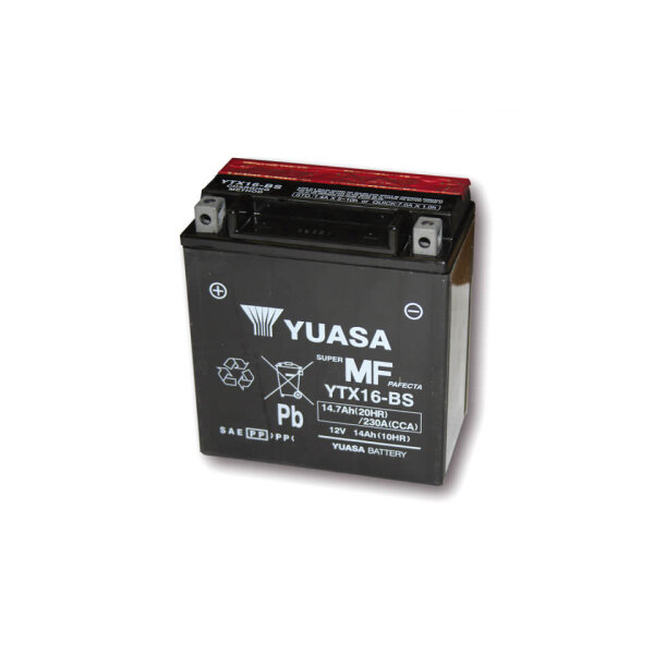 YUASA Battery YTX 16-BS maintenance-free (AGM) incl. acid pack