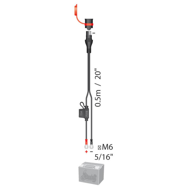 OPTIMATE Wasserdichtes Ösenkabel SAE-Stecker, M6, 5A max.