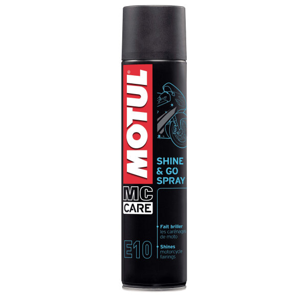 MOTUL MC CARE E10 SHINE & GO SPRAY, Tiefenpflege auf Silikonbasis alle Kunststoffteile, 400ML