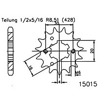 ESJOT Chain pinion, 15 teeth