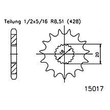 ESJOT Pinion 15 teeth steel 428 pitch (1/2x5/16)