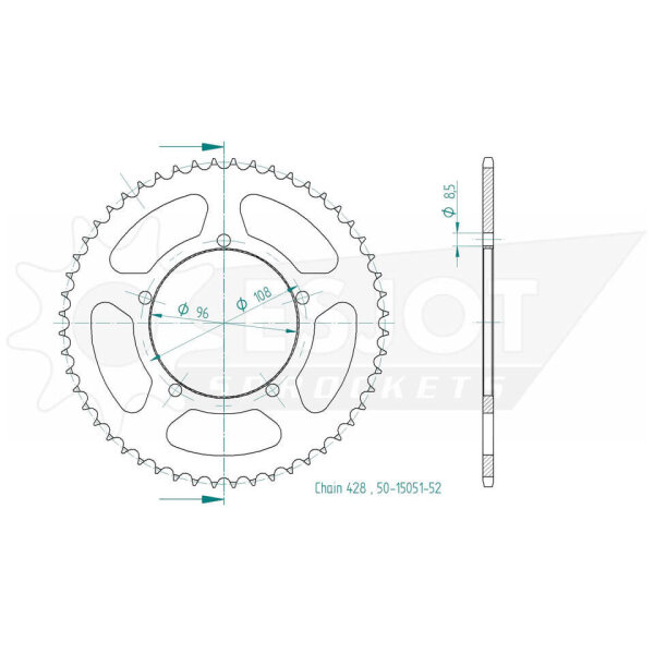 ESJOT Sprocket, 52 teeth