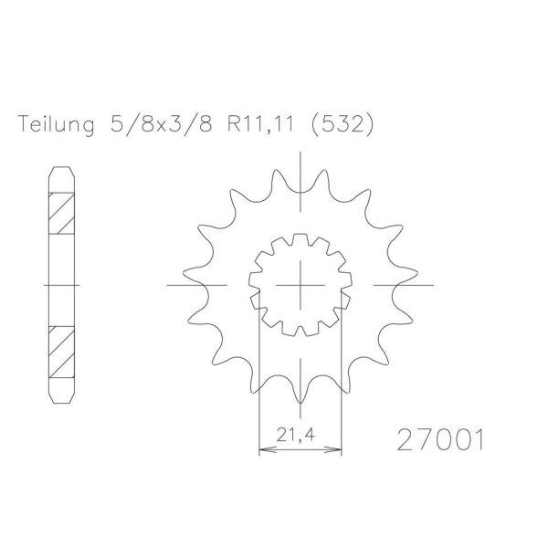 ESJOT Chain pinion, 14 teeth