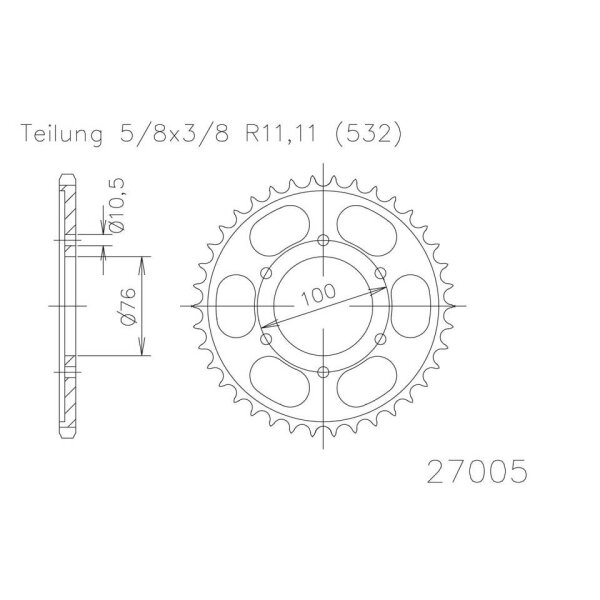 ESJOT Chain wheel, 43 teeth