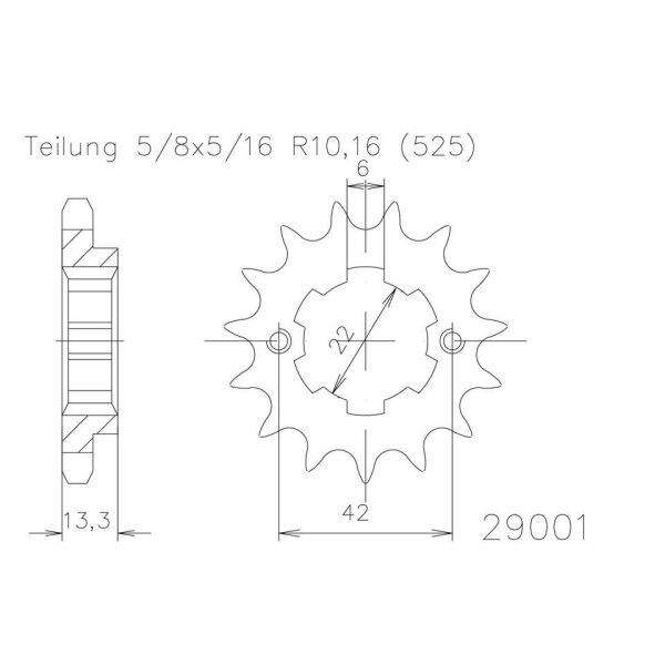 ESJOT Chain pinion, 16 teeth