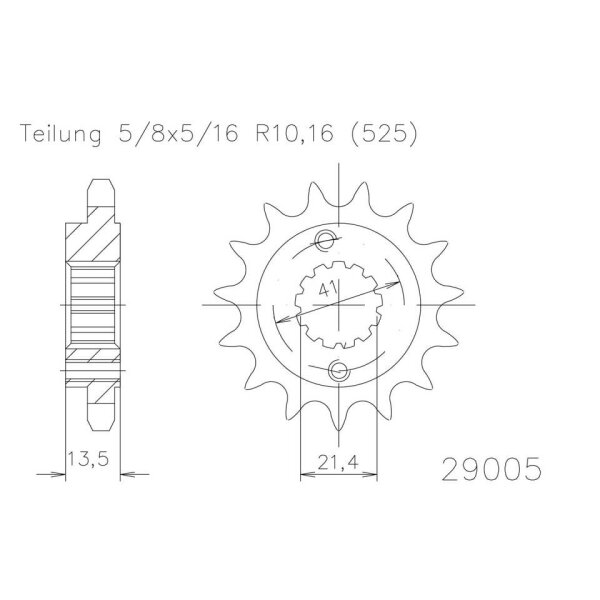 ESJOT Chain pinion, rubberized, 15 teeth