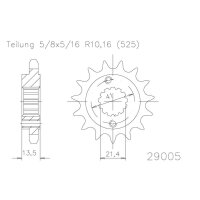 ESJOT Chain pinion, 16 teeth