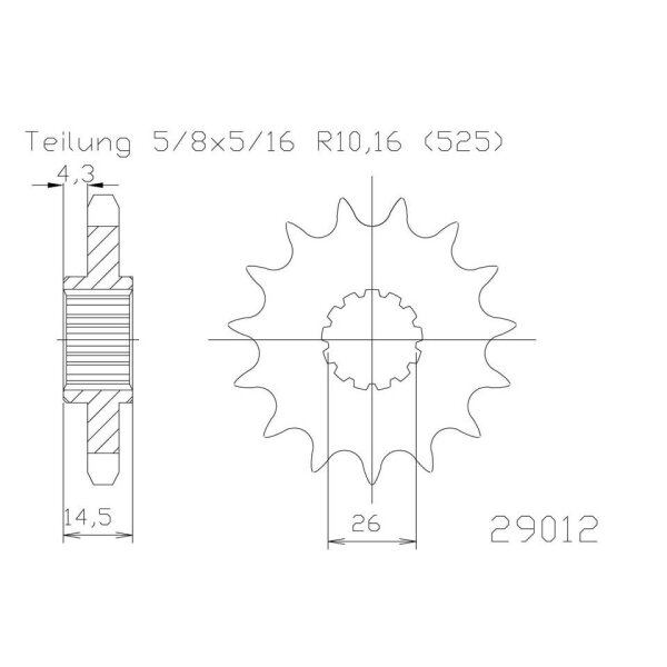 ESJOT Kettenritzel, 16 Zähne, 525er Teilung (5/8x5/16)