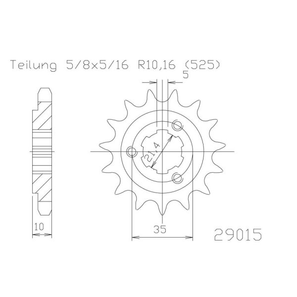 ESJOT Chain pinion, 14 teeth