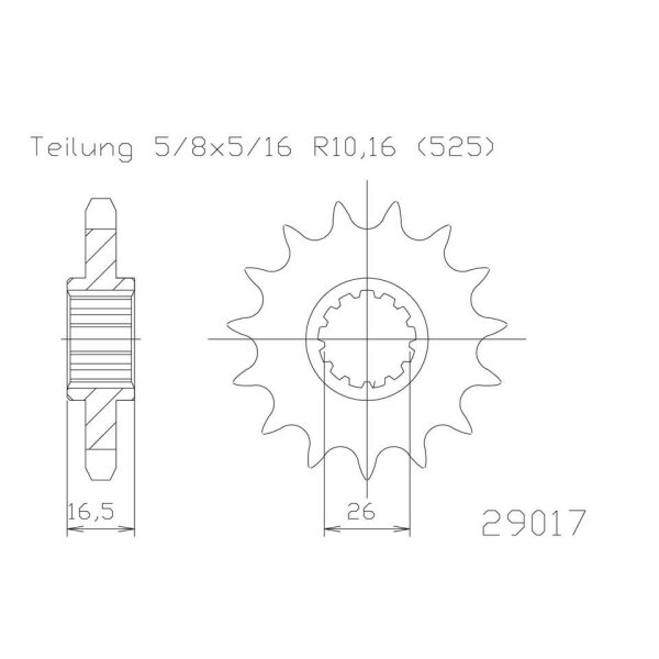 ESJOT Kettenritzel, 16 Zähne